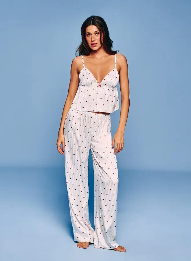 UNDIZ Heart print satin trousers